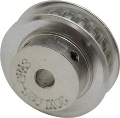 Power Drive - 20 Tooth, 1/4" Inside x 1.253" Outside Diam, Hub & Flange Timing Belt Pulley - 1/4" Belt Width, 1.273" Pitch Diam, 0.438" Face Width, Aluminum - Exact Industrial Supply