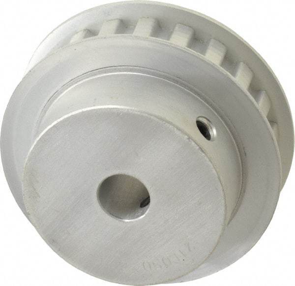 Power Drive - 21 Tooth, 1/2" Inside x 2.477" Outside Diam, Hub & Flange Timing Belt Pulley - 1/2" Belt Width, 2.507" Pitch Diam, 3/4" Face Width, Aluminum - Exact Industrial Supply