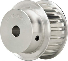 Power Drive - 21 Tooth, 1/2" Inside x 2.477" Outside Diam, Hub & Flange Timing Belt Pulley - 1" Belt Width, 2.507" Pitch Diam, 1-1/4" Face Width, Aluminum - Exact Industrial Supply