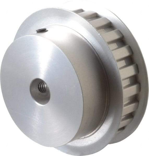 Power Drive - 22 Tooth, 1/2" Inside x 2.596" Outside Diam, Hub & Flange Timing Belt Pulley - 1/2" Belt Width, 2.626" Pitch Diam, 3/4" Face Width, Aluminum - Exact Industrial Supply