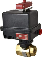 Gemini Valve - 1" Pipe, 720 psi WOG Rating Brass Electric Actuated Ball Valve - Reinforced PTFE Seal, Standard Port, Threaded (NPT) End Connection - Exact Industrial Supply