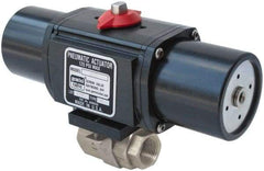 Gemini Valve - 3/8" Pipe, 720 psi WOG Rating Stainless Steel Pneumatic Spring Return with Solenoid Actuated Ball Valve - Reinforced PTFE Seal, Full Port, Threaded (NPT) End Connection - Exact Industrial Supply