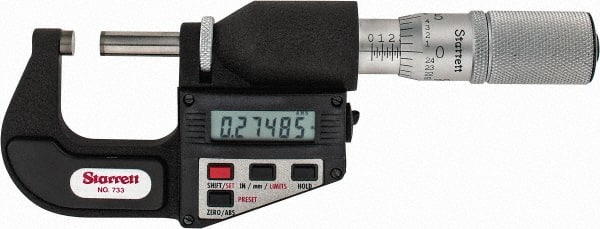 Starrett - 0mm to 1" Micro-Lapped Carbide Electronic Outside Micrometer - Exact Industrial Supply