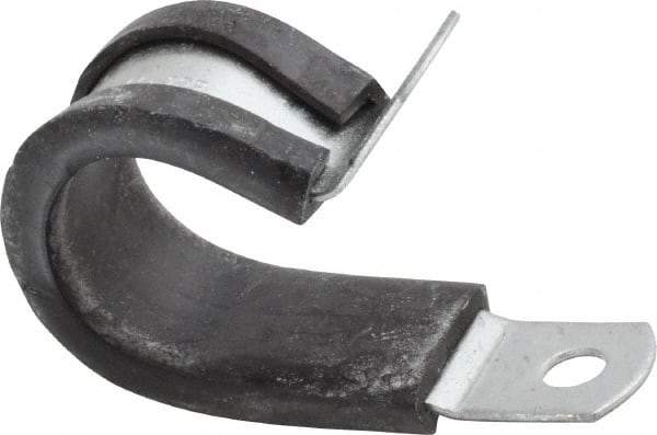 Made in USA - 3/4" Pipe, 3/4" Rod, Cushion Clamp - Gray & Black, Galvanized Steel & EPDM Cushion - Exact Industrial Supply
