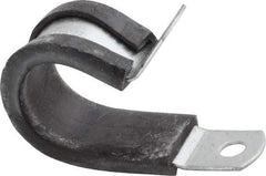 Made in USA - 3/4" Pipe, 3/4" Rod, Cushion Clamp - Gray & Black, Galvanized Steel & EPDM Cushion - Exact Industrial Supply