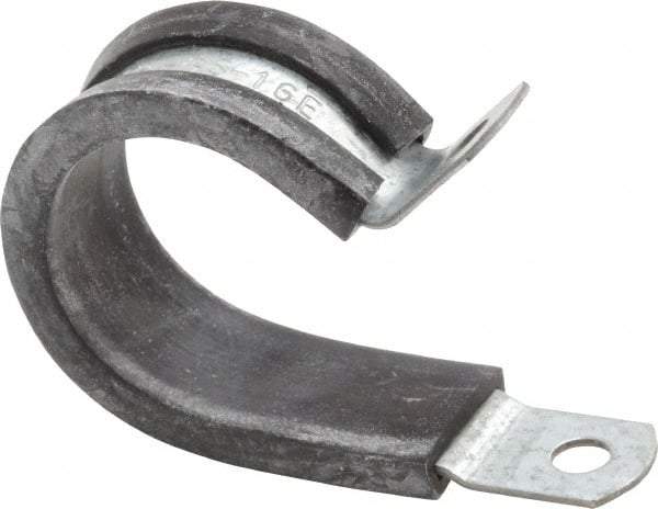 Made in USA - 1" Pipe, 1" Rod, Cushion Clamp - Gray & Black, Galvanized Steel & EPDM Cushion - Exact Industrial Supply