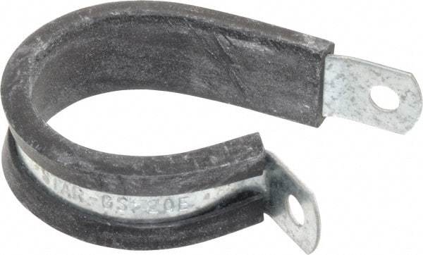 Made in USA - 1-1/4" Pipe, 1-1/4" Rod, Cushion Clamp - Gray & Black, Galvanized Steel & EPDM Cushion - Exact Industrial Supply