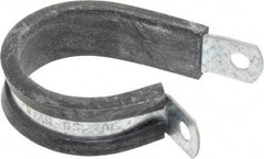 Made in USA - 1-1/4" Pipe, 1-1/4" Rod, Cushion Clamp - Gray & Black, Galvanized Steel & EPDM Cushion - Exact Industrial Supply
