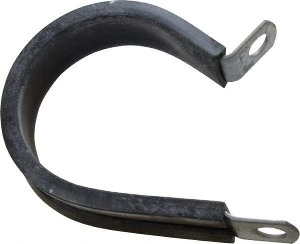 Made in USA - 1-1/2" Pipe, 1-1/2" Rod, Cushion Clamp - Gray & Black, Galvanized Steel & EPDM Cushion - Exact Industrial Supply