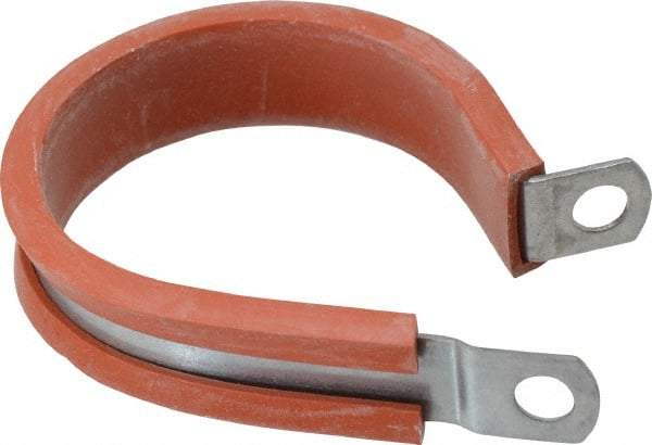 Made in USA - 1-3/4" Pipe, 1-3/4" Rod, Cushion Clamp - Gray & Red, Galvanized Steel & Silcone Cushion - Exact Industrial Supply