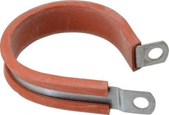Made in USA - 1-3/4" Pipe, 1-3/4" Rod, Cushion Clamp - Gray & Red, Galvanized Steel & Silcone Cushion - Exact Industrial Supply