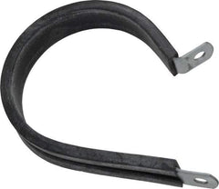 Made in USA - 2" Pipe, 2" Rod, Cushion Clamp - Gray & Black, Galvanized Steel & EPDM Cushion - Exact Industrial Supply