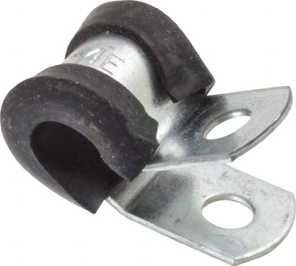 Made in USA - 1/4" Rod, Cushion Clamp - Gray & Black, Galvanized Steel & EPDM Cushion - Exact Industrial Supply