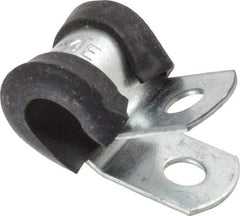 Made in USA - 1/4" Rod, Cushion Clamp - Gray & Black, Galvanized Steel & EPDM Cushion - Exact Industrial Supply