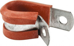Made in USA - 1/2" Pipe, 1/2" Rod, Cushion Clamp - Gray & Red, Galvanized Steel & Silcone Cushion - Exact Industrial Supply