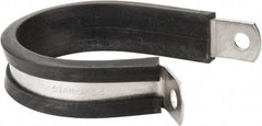 Made in USA - 1-1/2" Pipe, 1-1/2" Rod, Cushion Clamp - Gray & Black, Grade 304 Stainless Steel & EPDM Cushion - Exact Industrial Supply