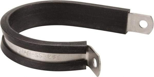 Made in USA - 1-3/4" Pipe, 1-3/4" Rod, Cushion Clamp - Gray & Black, Grade 304 Stainless Steel & EPDM Cushion - Exact Industrial Supply