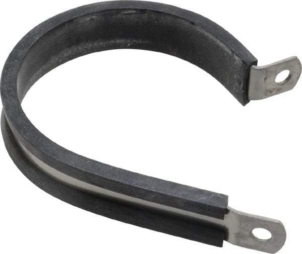 Made in USA - 2" Pipe, 2" Rod, Cushion Clamp - Gray & Black, Grade 304 Stainless Steel & EPDM Cushion - Exact Industrial Supply