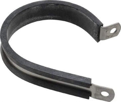 Made in USA - 2" Pipe, 2" Rod, Cushion Clamp - Gray & Black, Grade 304 Stainless Steel & EPDM Cushion - Exact Industrial Supply