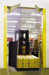TMI, LLC - 9' Door Width x 9' Door Height PVC Bi-Parting Flexible Swinging Door with Impact Plates - 0.16" Strip Thickness, Clear - Exact Industrial Supply