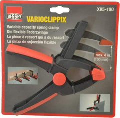Bessey - 4" Jaw Opening Capacity, 2" Throat Depth, Single Variable Jaw, Spring Clamp - Plastic Body, Plastic Handle, Plastic Tip, 6-1/2" OAL - Exact Industrial Supply
