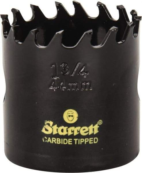 Starrett - 1-3/4" Diam, 1-5/8" Cutting Depth, Hole Saw - Carbide-Tipped Saw, Toothed Edge - Exact Industrial Supply