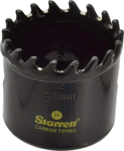 Starrett - 2" Diam, 1-5/8" Cutting Depth, Hole Saw - Carbide-Tipped Saw, Toothed Edge - Exact Industrial Supply