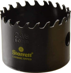 Starrett - 2-3/8" Diam, 1-5/8" Cutting Depth, Hole Saw - Carbide-Tipped Saw, Toothed Edge - Exact Industrial Supply