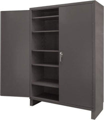 Durham - 5 Shelf Locking Storage Cabinet - Steel, 60" Wide x 24" Deep x 84" High, Gray - Exact Industrial Supply