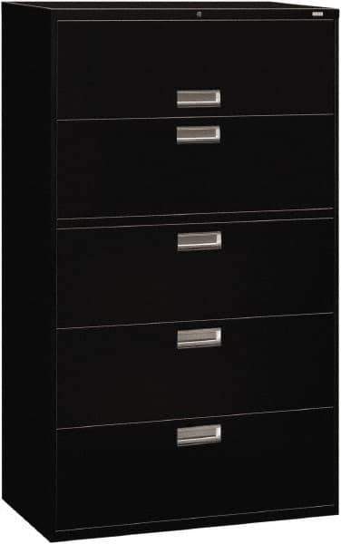 Hon - 42" Wide x 67" High x 19-1/4" Deep, 5 Drawer Roll-Out, Roll-Out Posting - Steel, Black - Exact Industrial Supply