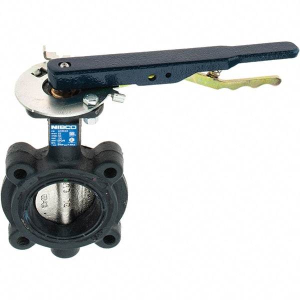 NIBCO - 2-1/2" Pipe, Lug Butterfly Valve - Lever Handle, Ductile Iron Body, EPDM Seat, 250 WOG, Ductile Iron Disc, Stainless Steel Stem - Exact Industrial Supply