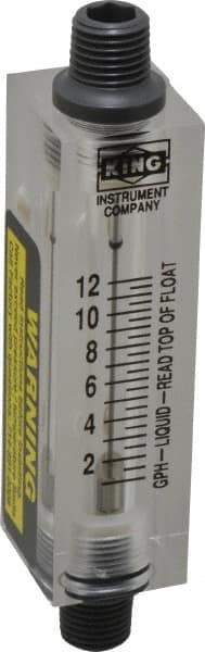 King - 1/4" FNPT Port Block Style, Inline Flowmeter - 100 Max psi, 12 GPH, Acrylic - Exact Industrial Supply