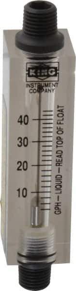 King - 1/4" FNPT Port Block Style, Inline Flowmeter - 100 Max psi, 44 GPH, Acrylic - Exact Industrial Supply