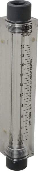 King - 1/2" FNPT Port Block Style, Inline Flowmeter - 100 Max psi, 2 GPM, Acrylic - Exact Industrial Supply