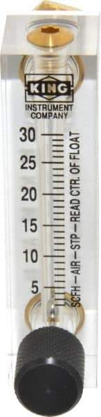 King - 1/4" F Port Block Style, Panel Mount Flowmeter - 125 Max psi, 30 SCFH, Acrylic - Exact Industrial Supply