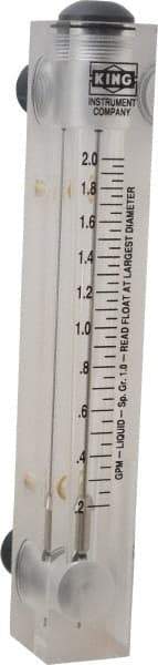 King - 1/2" M Port Block Style Panel Mount Flowmeter - 100 Max psi, 2 GPM, Acrylic - Exact Industrial Supply