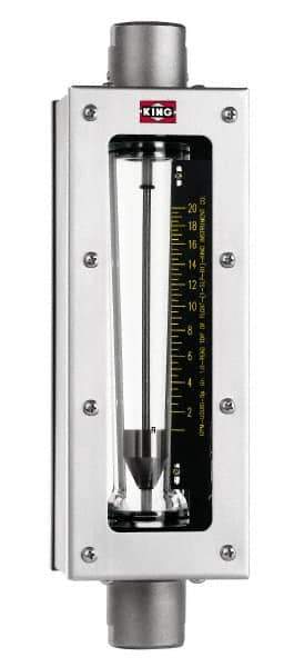 King - 2" FNPT Port Glass Tube/Stainless Case Flowmeter - 125 Max psi, 116 GPM, 304 Stainless Steel - Exact Industrial Supply