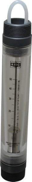 King - 1-1/2" MNPT Port Tube Flowmeter - 125 Max psi, 50 GPM, Acrylic - Exact Industrial Supply