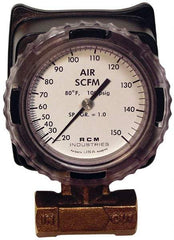 Made in USA - 3/4" NPT Port RCM Industries Flo-Gage Flowmeter - 180 Max psi, Bronze - Exact Industrial Supply