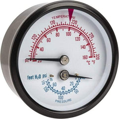 ENFM - 2-1/2" Dial, 1/4 Thread, Pressure Gauge - Center Back Connection Mount - Exact Industrial Supply