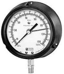 Made in USA - 3-1/2" Dial, 1/4 Thread, 0-300 & 0-690 Scale Range, Pressure Gauge - Lower Connection Mount, Accurate to 1% of Scale - Exact Industrial Supply