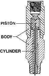 Made in USA - 1/4 Thread, 3,000 Max psi, Pressure Snubber - 3.5 Inch Long, Two Stage - Exact Industrial Supply