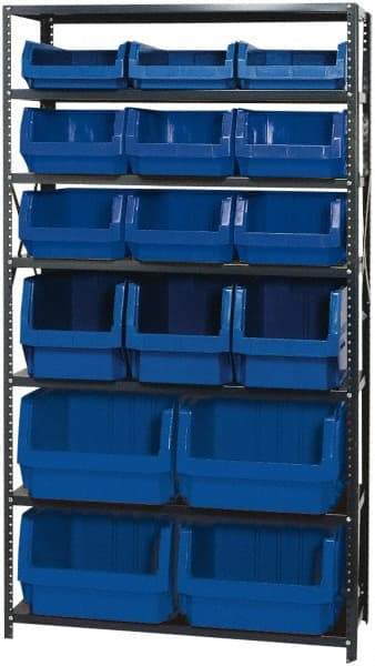Quantum Storage - 16 Bin Large Hopper Front Bin Storage Units - 18 Inch Overall Depth x 75 Inch Overall Height, Red High Density Polyethylene Bins - Exact Industrial Supply