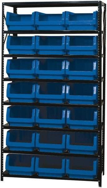 Quantum Storage - 21 Bin Large Hopper Front Bin Storage Units - 18 Inch Overall Depth x 75 Inch Overall Height, Yellow High Density Polyethylene Bins - Exact Industrial Supply