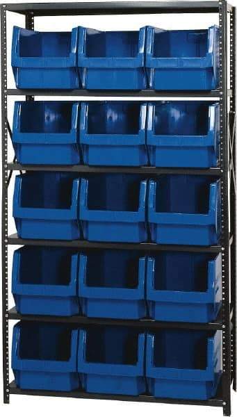 Quantum Storage - 15 Bin Large Hopper Front Bin Storage Units - 18 Inch Overall Depth x 75 Inch Overall Height, Red High Density Polyethylene Bins - Exact Industrial Supply