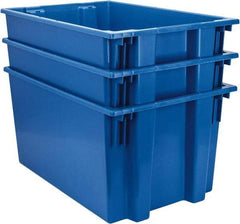 Quantum Storage - 100 Lb Load Capacity Blue Polyethylene Tote Container - Stacking, Nesting, 29-1/2" Long x 19-1/2" Wide x 15" High - Exact Industrial Supply