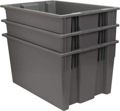 Quantum Storage - 100 Lb Load Capacity Gray Polyethylene Tote Container - Stacking, Nesting, 29-1/2" Long x 19-1/2" Wide x 15" High - Exact Industrial Supply