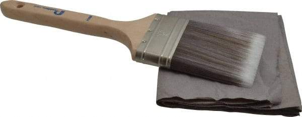 Premier Paint Roller - 3" Flat Synthetic Sash Brush - 3-1/4" Bristle Length, 9" Wood Handle - Exact Industrial Supply