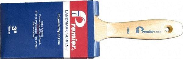 Premier Paint Roller - 3" Flat Synthetic Varnish Brush - 3-1/4" Bristle Length, 7-1/2" Wood Handle - Exact Industrial Supply