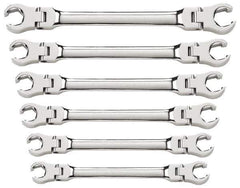 GearWrench - 6 Piece, 9mm x 11mm to 19mm x 21mm, 6 Point Flare Nut Wrench Set - Metric Measurement Standard, Full Polish Finish - Exact Industrial Supply